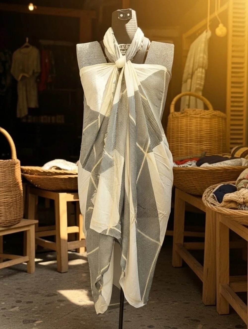 UNMADE Copenhagen 2016 Luxury Brushed Cotton Silk Shawl Wrap Gray Yellow 44